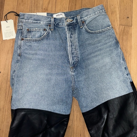 Agolde 90’s Pinch Waist - Half Leather Half Jean - Picture 6 of 6